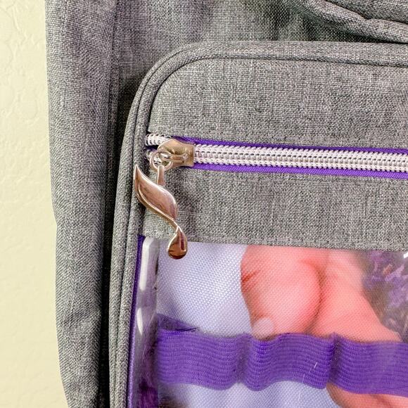 Young Living Essential Oils Carrier Back Pack Bag Gray Purple Travel Convention - Picture 2 of 6